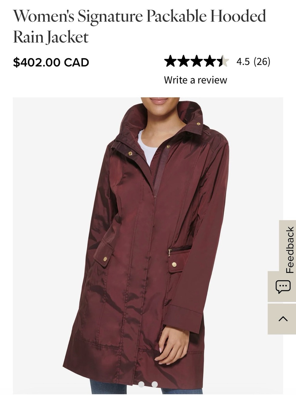 Cole Haan Women's Packable Olive Green Rain Jacket - Picture 9 of 10